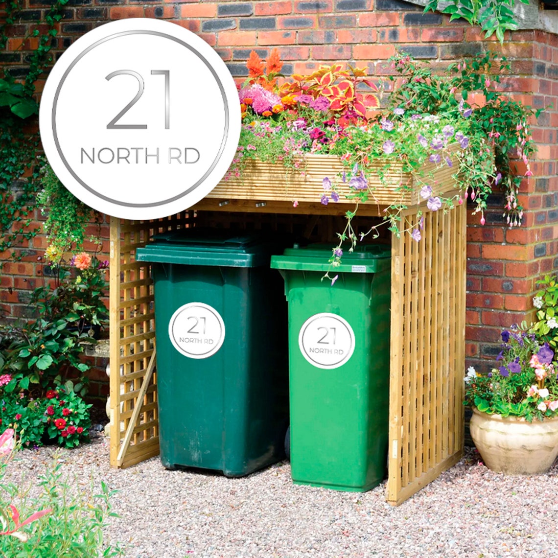 Set of 3 or 4 Personalised Wheelie Bin Stickers Waste Bin Etsy