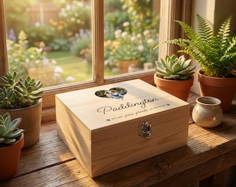 Personalized Pet Memorial Keepsake Box: Wooden Memory & Ashes Box