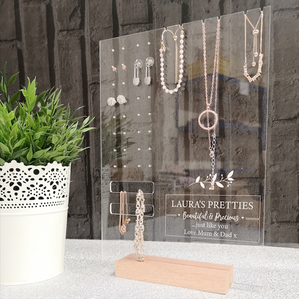 Personalised Perspex Jewellery and Earring Stand Holder for bracelets earrings necklaces - mother's day gift - gift for women