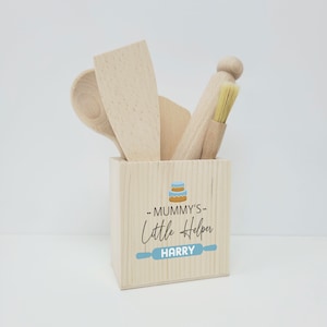 Personalized Small Child Wooden Baking Set: Utensils & Pot