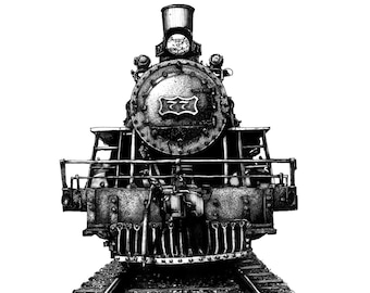 Printable steam locomotive train illustration (Number 77)