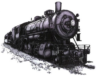Printable steam locomotive train illustration (No. 618 Heber Creeper)