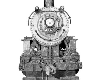 Printable steam locomotive train illustration (Union Pacific #4466)