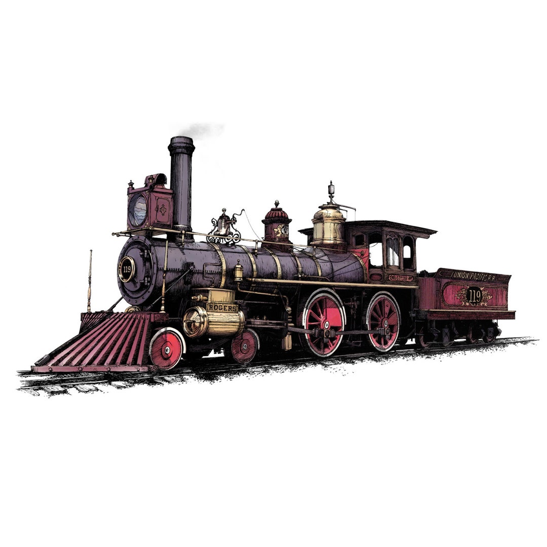 Printable Steam Locomotive Train Illustration no. 119 - Etsy