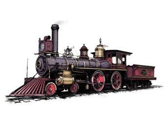 Printable steam locomotive train illustration (No. 119)