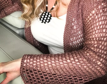Crochet mesh summer cardigan | Mesh crochet beach coverup | Women's crochet cardigan | crochet swimsuit coverup | truboo yarn pattern