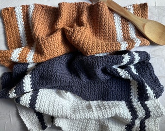 Easy Crochet Striped Kitchen Towel Pattern (PDF Download) Video tutorial