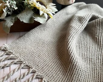 Easy Crochet Afghan Pattern: Twisted Fringe Throw (PDF Pattern) Knit look blanket pattern