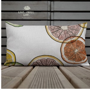 Citrus accent pillow Coastal style Citrus Pillow Summer home Patio pillow Florida style Kitchen decor decorative citrus 20×12