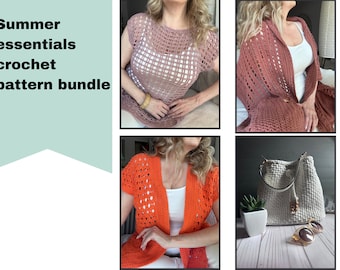 Summer crochet patterns bundle | crochet garment patterns | Crochet bundle | Crochet top pattern | crochet bag pattern