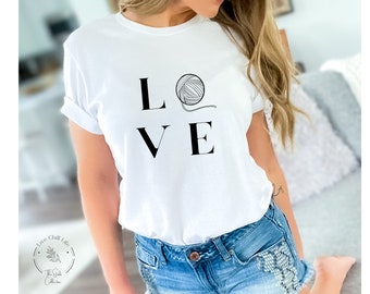 Women's Love Yarn T-Shirt | Knitting and Crochet Enthusiasts Gift | Love shirt for crafters | Shirt for crochet or knit lovers | crafter tee