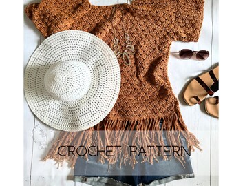 Crochet fringe top | Summer crochet top | Boho crochet top | Lacy Crochet top pattern | Crochet top pattern | cotton crochet top