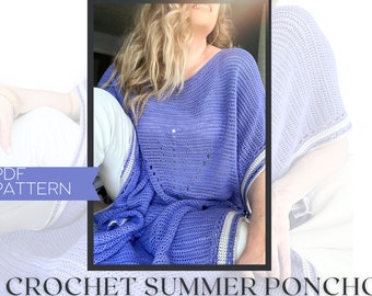 Elegant Bamboo Crochet Summer Poncho Pattern - Stylish Warm Weather Fashion | crochet poncho pattern | truboo yarn pattern | summer crochet