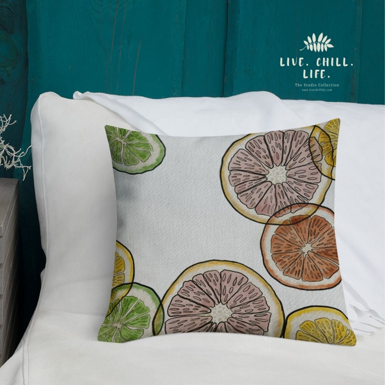 Citrus accent pillow Coastal style Citrus Pillow Summer home Patio pillow Florida style Kitchen decor decorative citrus image 7