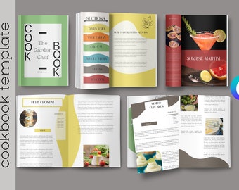 ebook cookbook template |  recipe template | ebook template | canva book template | recipe book printable | food blogger recipe book