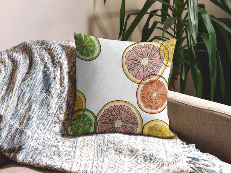 Citrus accent pillow Coastal style Citrus Pillow Summer home Patio pillow Florida style Kitchen decor decorative citrus image 9