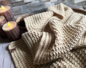 Easy Textured Crochet Afghan Blanket Pattern: Beginner Stitch (PDF Pattern) how to crochet an easy throw