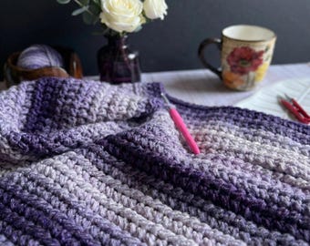 Chunky Beginner Blanket Crochet Pattern, Easy thick Yarn Blanket, Beginner Friendly PDF Tutorial, Fast Cozy Throw, Simple 1-Stitch Pattern