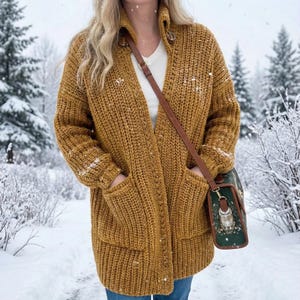Chunky Crochet Cardigan Pattern + Video Manhattan Fashion Cardigan, Oversized sweater Pattern, Sizes sm-4X,  PDF winter crochet women's top
