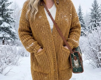 Chunky Crochet Cardigan Pattern + Video Manhattan Fashion Cardigan, Oversized sweater Pattern, Sizes sm-4X,  PDF winter crochet women's top