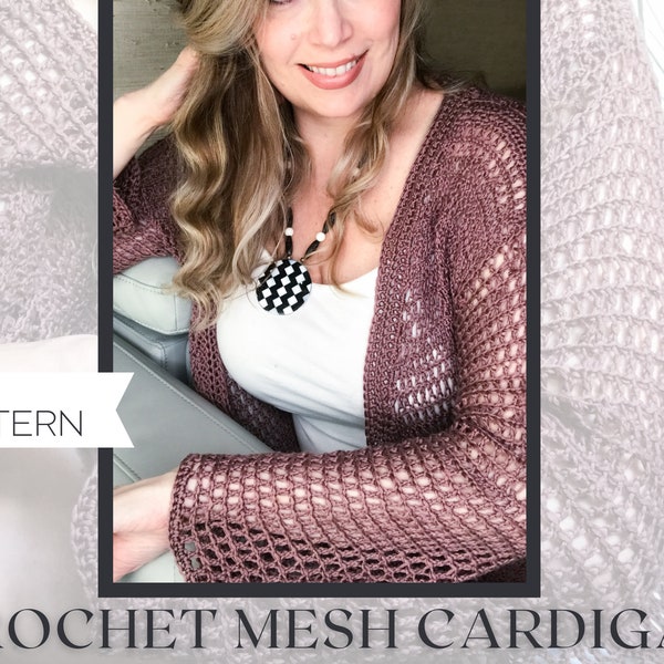 Crochet mesh summer cardigan | Mesh crochet beach coverup | Women's crochet cardigan | crochet swimsuit coverup | truboo yarn pattern