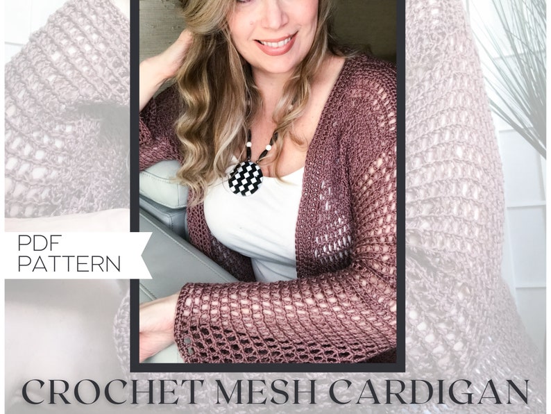 Crochet mesh summer cardigan Mesh crochet beach coverup Women's crochet cardigan crochet swimsuit coverup truboo yarn pattern image 1