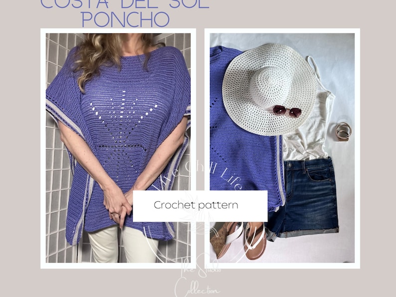 crochet summer poncho in purple