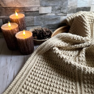 Beginner easy crochet blanket pattern textured stitch crochet afghan throw baby blanket no holes pattern crochet PDF video tutorial