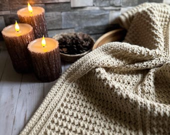 Beginner easy crochet blanket pattern textured stitch crochet afghan throw baby blanket no holes pattern crochet PDF video tutorial