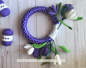 Crochet wreath pattern | Crochet tulip wreath pattern | spring crochet wreath pattern | how to crochet tulip pattern | Floral wreath pattern