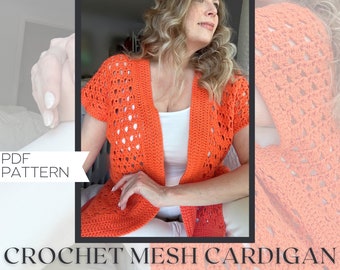 Crochet summer cardigan PDF pattern | Spring summer handmade style | Easy crochet cardigan pattern |  Kimono cardigan pattern