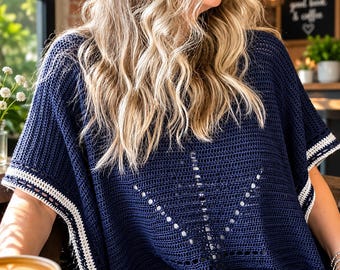 Crochet Summer Poncho top Pattern - modern crochet Fashion | crochet poncho pattern truboo yarn pattern | crochet patterns
