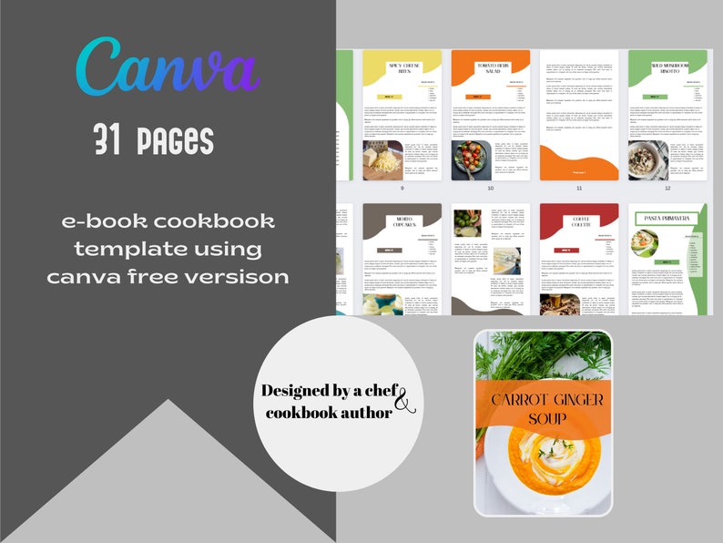 ebook cookbook template recipe template ebook template canva book template health coach cookbook cover food blogger recipe book image 1