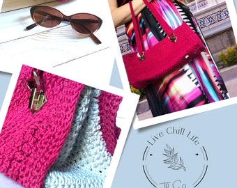 crochet designer handbag | crochet purse | crochet handbag | no stretch crochet straps | crochet baguette bag pattern | barrel bag style