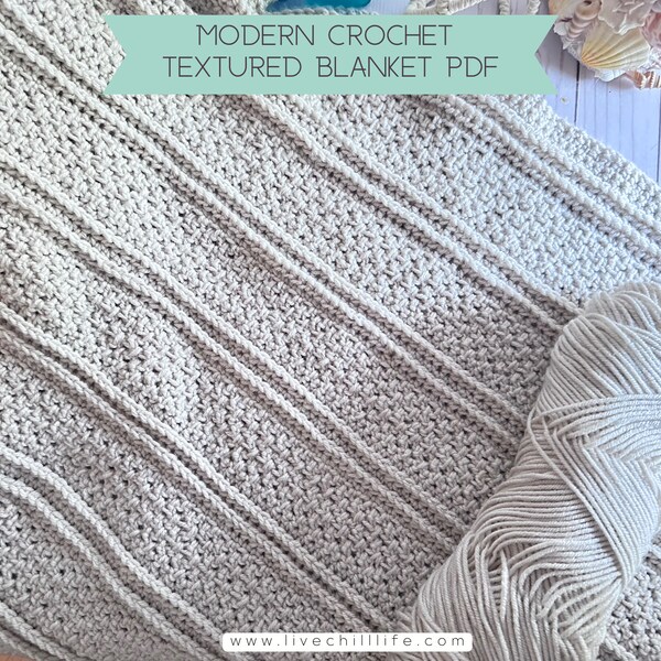 Modern crochet blanket pattern | Crochet baby blanket shower gift | Crochet textured blanket pattern | Crochet bridal shower | Crochet throw