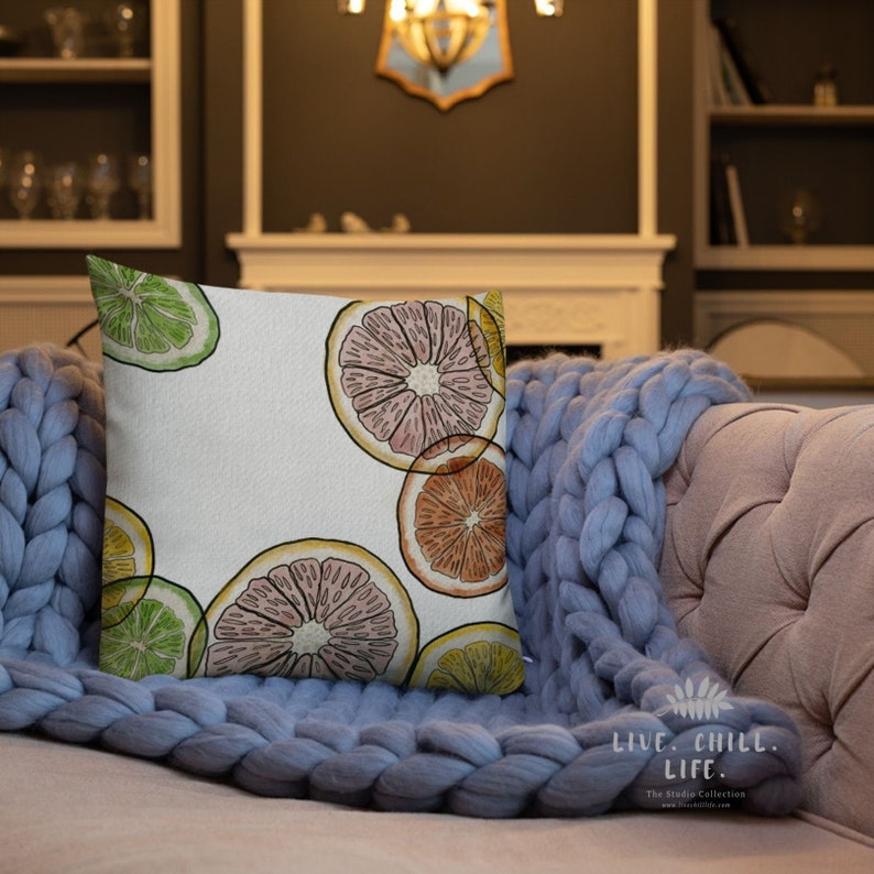 Citrus accent pillow Coastal style Citrus Pillow Summer home Patio pillow Florida style Kitchen decor decorative citrus image 6