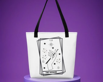 Crochet project bag | crochet project tote | Funny project tote| Tarot humor gift idea | crochet tote for projects | crocheter gift