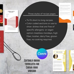 ebook cookbook template recipe template ebook template canva book template health coach cookbook cover food blogger recipe book image 3