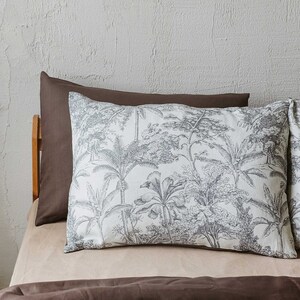 Linen Pillow Cover Vintage Tropical Print. Standard, Queen, King, Custom Size Pillow Case with Envelope Closure.