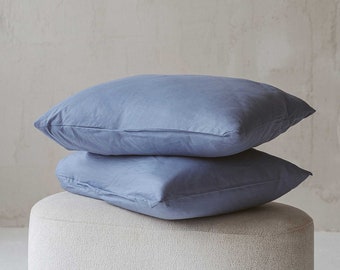 Soft Linen Pillowcase. Stonewashed Standard, Queen, King, Custom Size Pillow Cover with Envelope Closure.