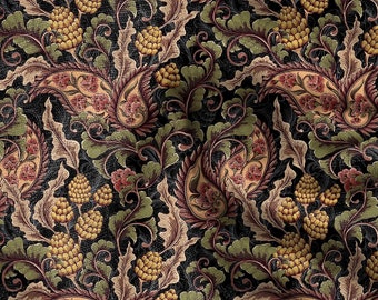 Vintage Linen By The Yard or Meter, Victorian Paisley Print Linen Fabric For Bedding, Curtains, Dresses, Clothing, Cushions & Upholstery