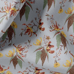 Vintage Linen By The Yard or Meter, Vintage Floral Print Linen Fabric For Bedding, Curtains, Clothing, Pillow Covers & Upholstery