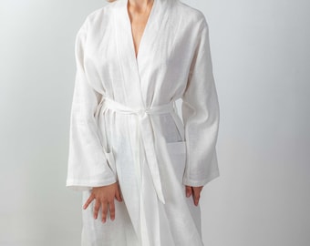 Soft Linen Robe: Handmade Organic Stone-Washed Bathrobe