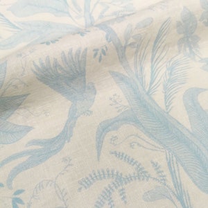 Linen Fabric by the yard or meter. Vintage Tropical Print Linen For Bedding, Curtains, Clothing, Table Cloth & Pillow Covers.