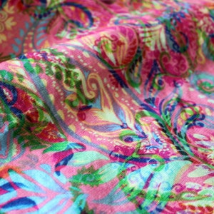 Lino Paisley vintage cortado a medida o metro, tela de lino con estampado de patrones para ropa de cama, cortinas, vestidos, ropa, cojines y tapicería imagen 2