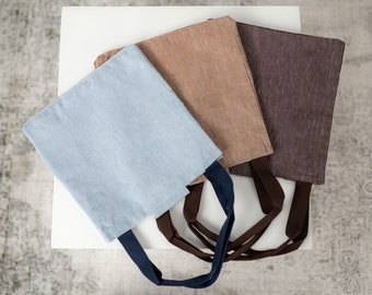 Small Linen Handbag, Reusable Pure Linen Bag with Fastening, Zero Waste Tote Bag, Eco Friendly Storage