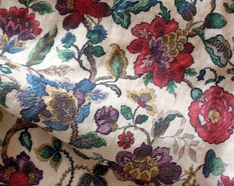 Vintage Linen By The Yard or Meter, Vintage Floral Knitted Print Linen Fabric For Bedding, Curtains, Clothing, Pillow Covers & Upholstery