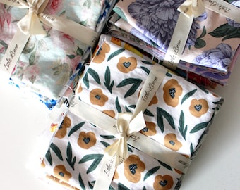 Vintage Print Linen Scraps Bundle, Printed Linen Fabric Remnants For Craft Projects, Fabric Swatches