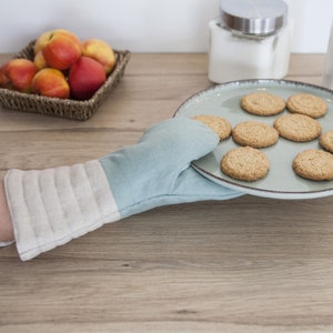 Linen Oven Mitt. Linen Kitchen Glove. Linen Kitchen Mitten. Protective Cooking Gloves. image 4