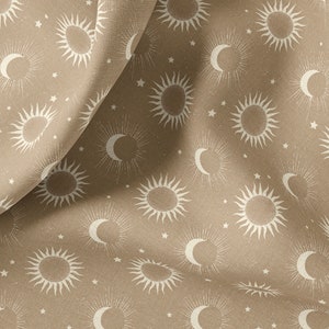 Vintage Linen By The Yard or Meter, Vintage Stars Celestial Print Linen Fabric For Bedding, Curtains, Clothing, Table Cloth & Pillow Covers